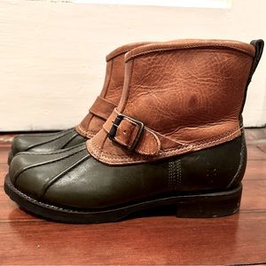 Frye Veronica Engineer Duck Boots with Shearling in Forest Multi - Size 8